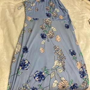 Selling this long blue comfortable dress with flowers only wore once as well